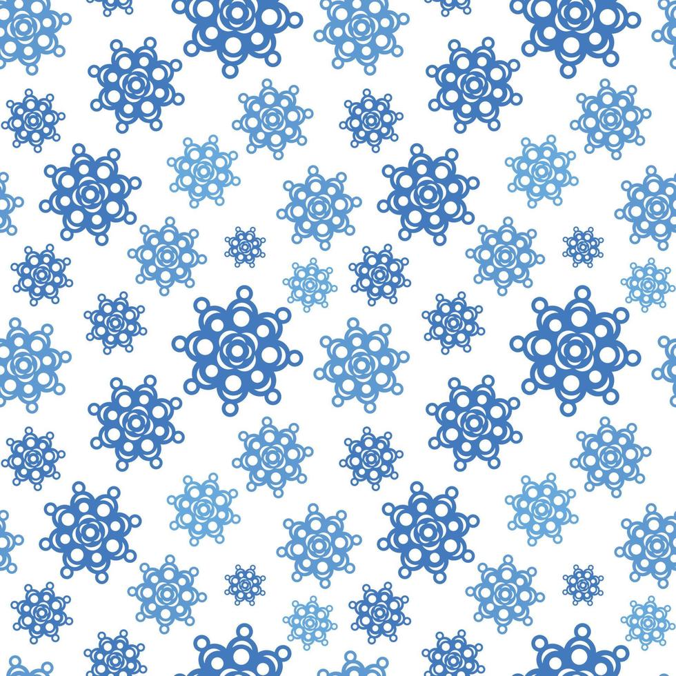 motif de flocons de neige. fond blanc sans couture de vecteur avec des flocons de neige bleus mignons. illustration de répétition de chutes de neige. ornement d'hiver