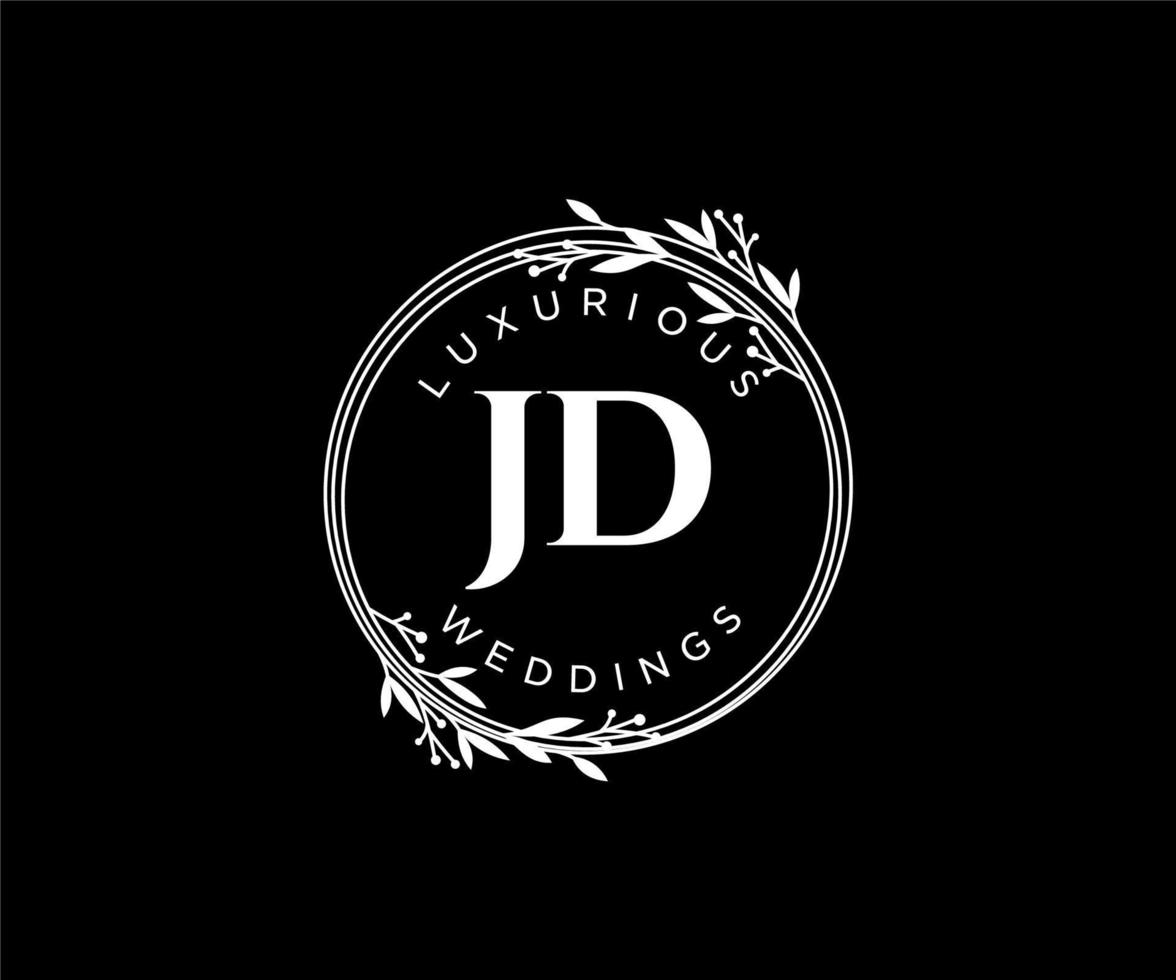 jd initiales lettre mariage monogramme logos modèle, modèles minimalistes et floraux modernes dessinés à la main pour cartes d'invitation, réservez la date, identité élégante. vecteur