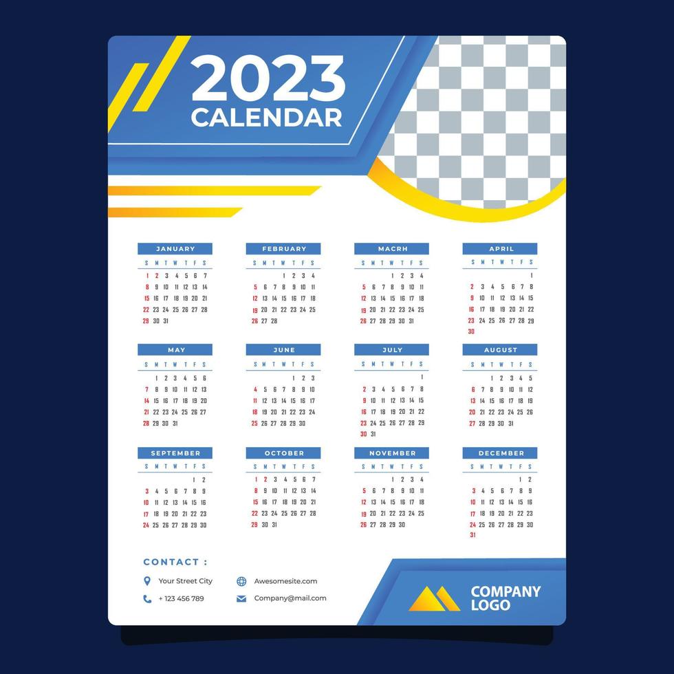 modèle de calendrier d'entreprise 2023 vecteur