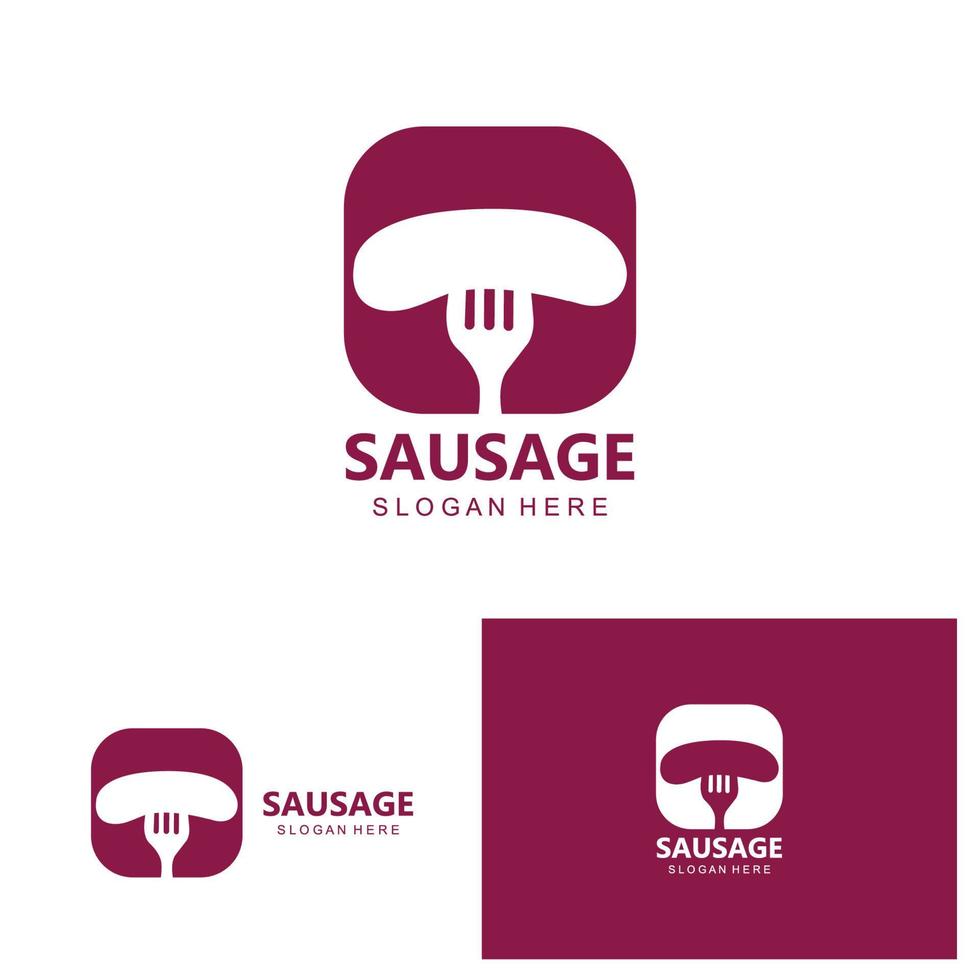 logo de saucisse, vecteur de nourriture moderne, conception pour les marques de grillades, barbecue, magasin de saucisses, hot-dog