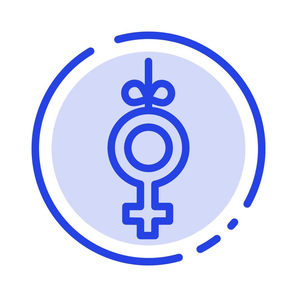 ruban de symbole de genre icône de ligne en pointillé bleu vecteur
