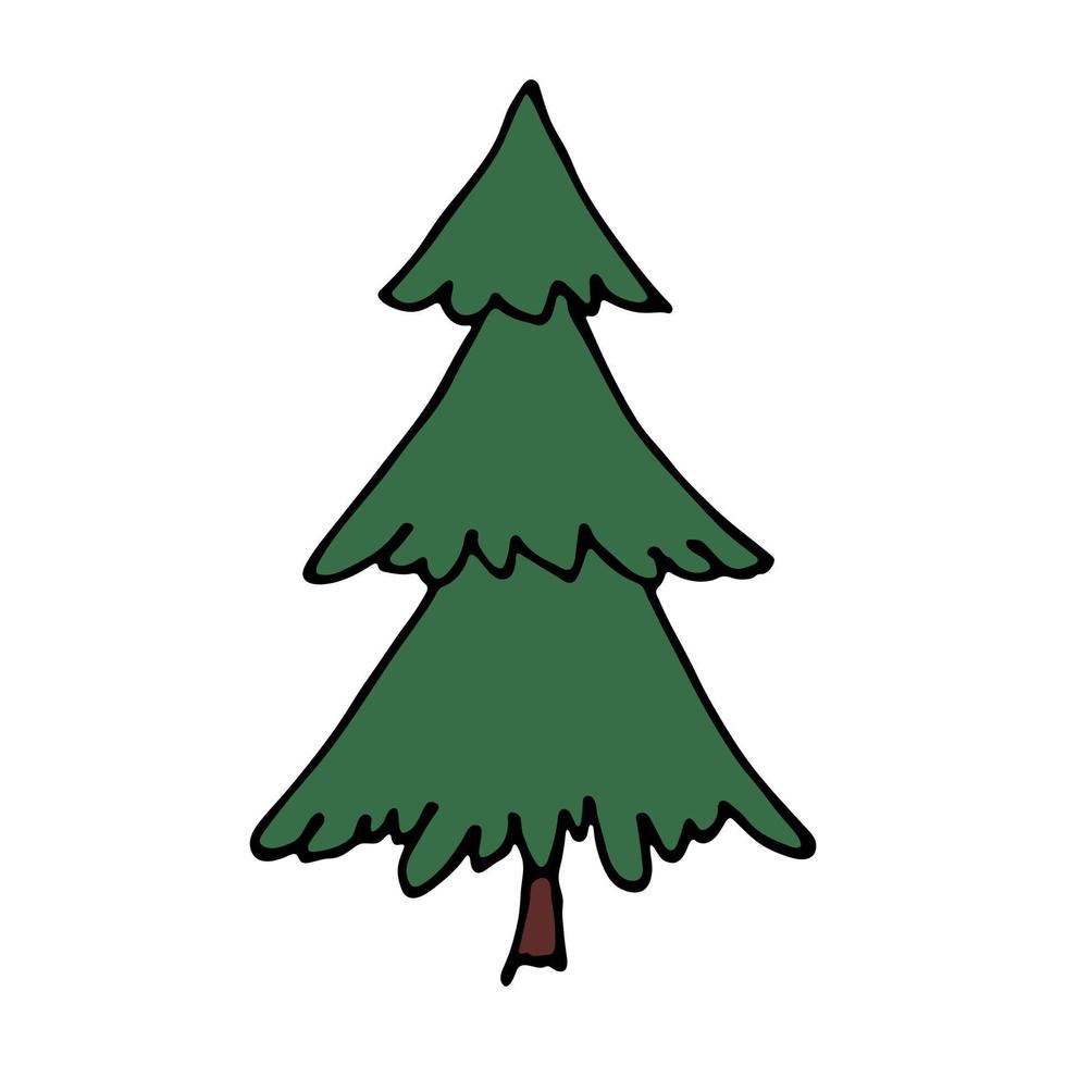 sapin de noël clipart dessiné à la main. griffonnage en épicéa. élément unique pour carte, impression, web, design, décor vecteur