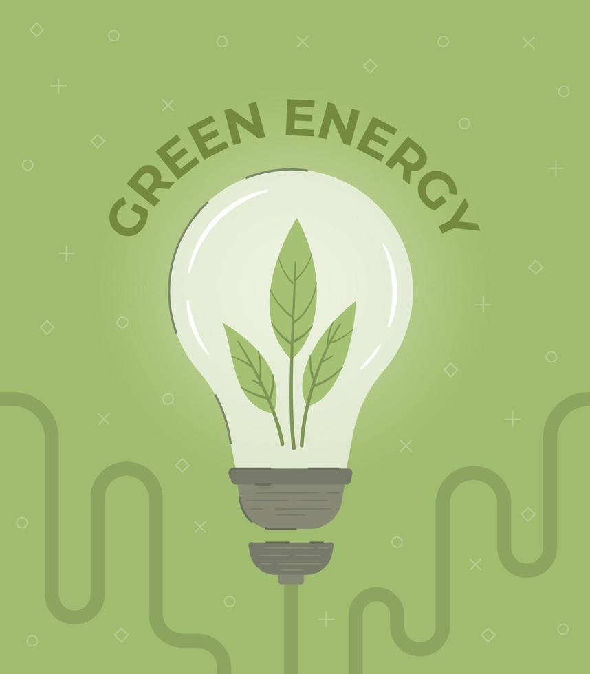 économies d'énergie. illustration vectorielle d'une ampoule verte dans un style artistique. protection environnementale vecteur