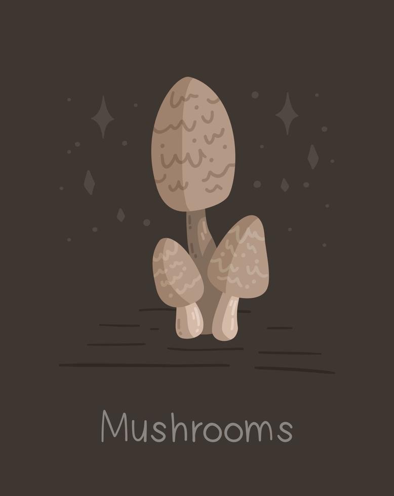 champignon vénéneux isolé sur fond marron. illustration vectorielle d'une bannière aux champignons. poison. vecteur