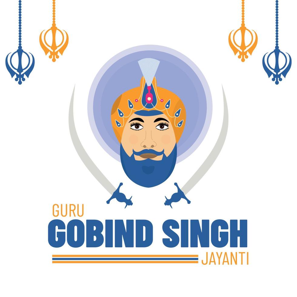 gourou gobind singh ji pour heureux gurupurab vecteur réaliste