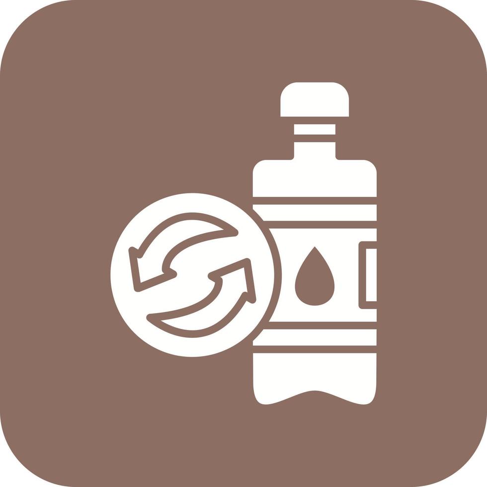 icône de fond de coin rond de glyphe de bouteille réutilisable vecteur