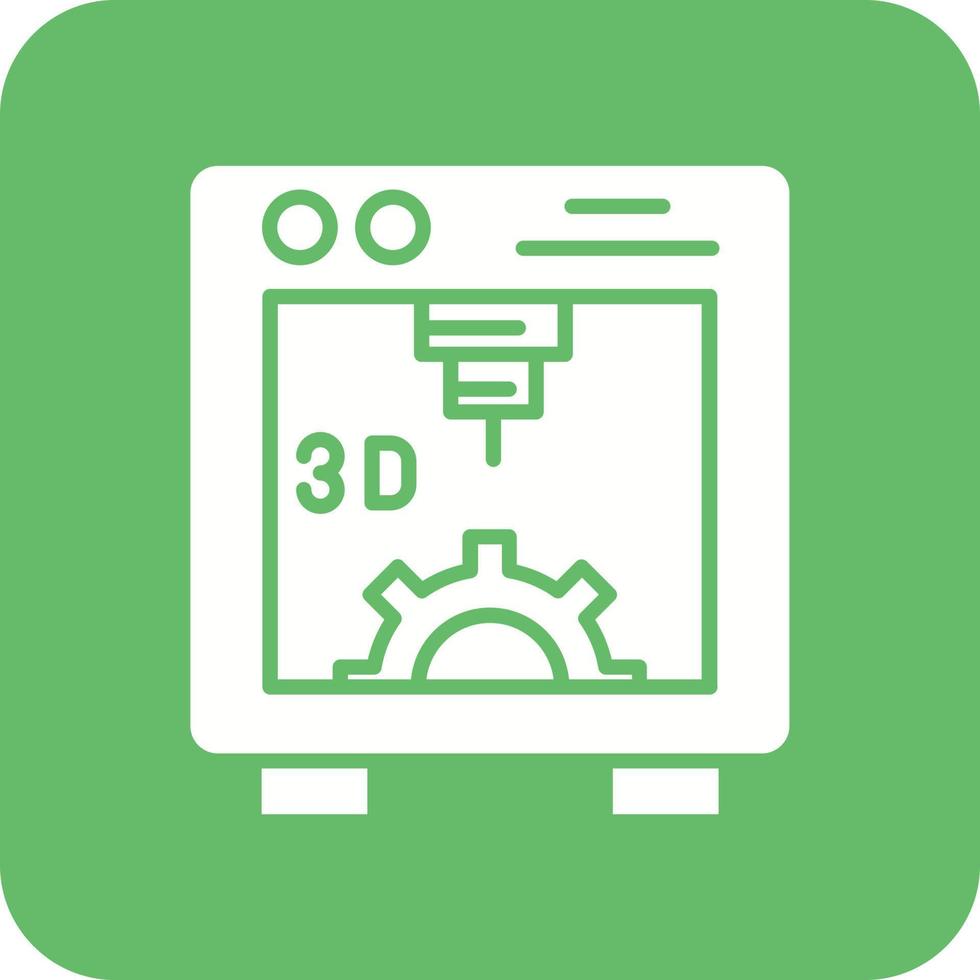 Glyphe d'imprimante 3d icône de fond de coin rond vecteur