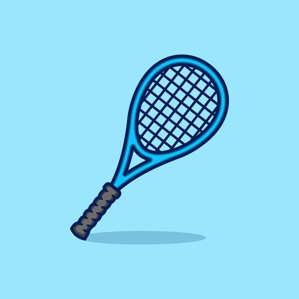 illustration de raquette de tennis en style cartoon sur fond isolé vecteur