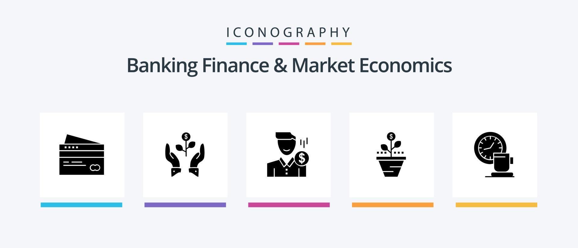 pack d'icônes glyphe 5 de finance bancaire et d'économie de marché, y compris un homme. Coût. croissance. augmenter. dollar. conception d'icônes créatives vecteur