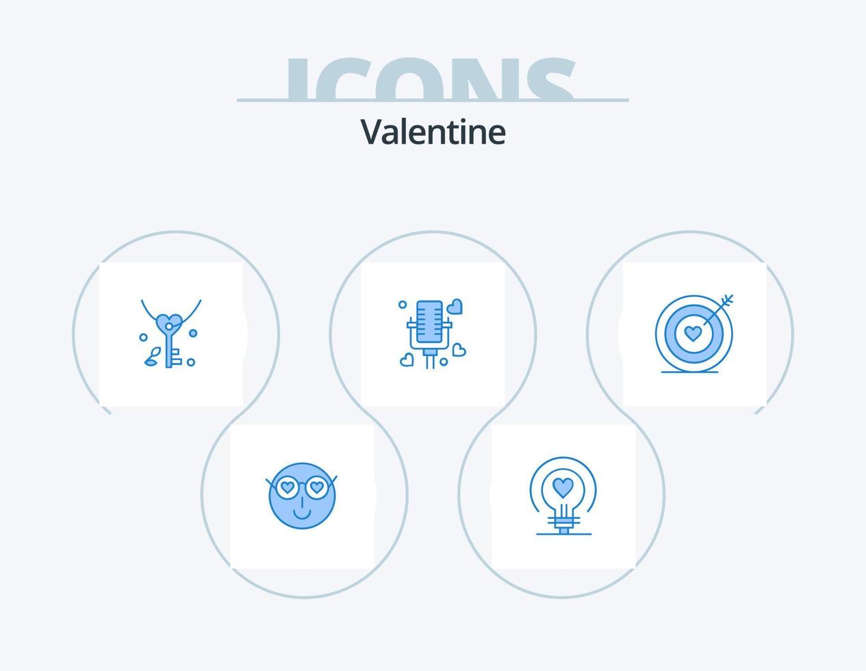 pack d'icônes bleu saint valentin 5 conception d'icônes. cibler. marié. mariage. amour. mariage vecteur