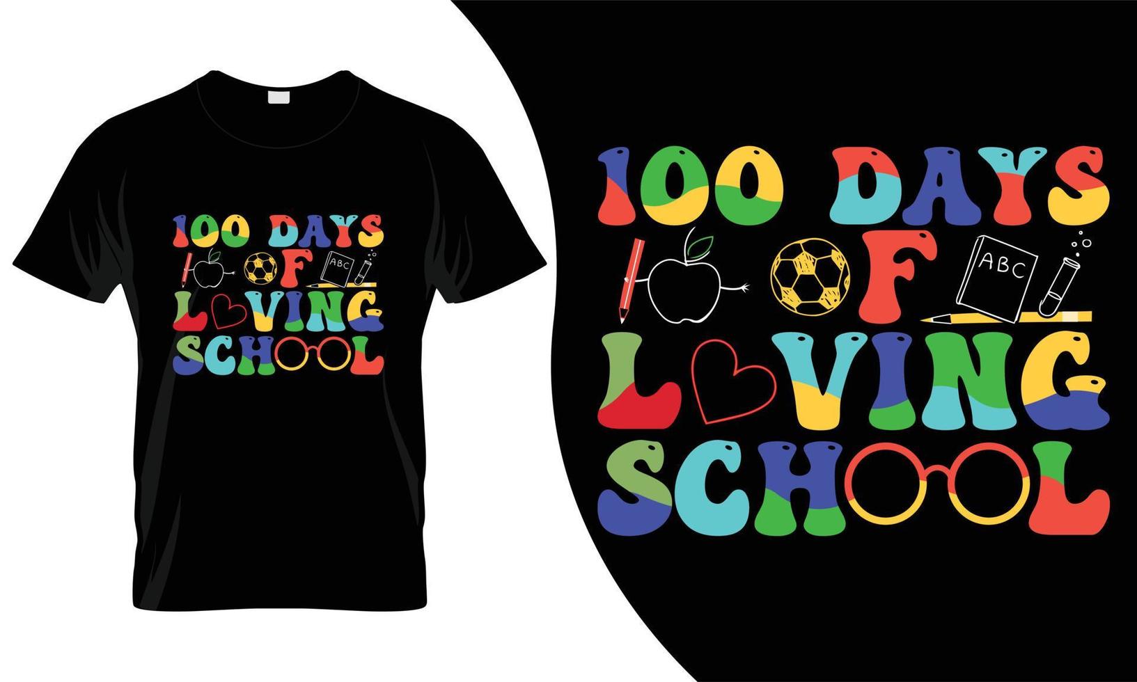 Conception de t-shirt de 100 jours d'école. ces t-shirts de pêche seraient la meilleure affaire pour les enfants. vecteur