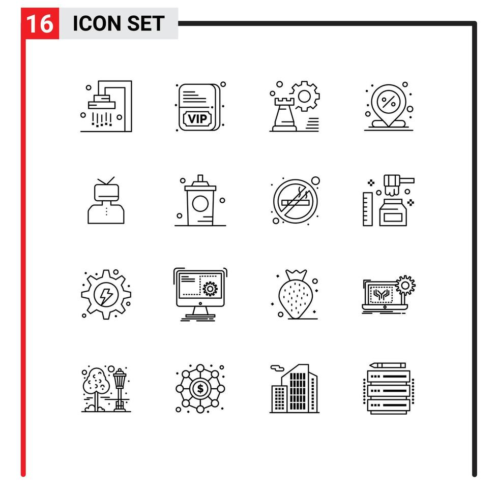 ensemble de 16 symboles d'icônes d'interface utilisateur modernes signes pour l'affirmation pour cent éléments de conception vectoriels modifiables du centre d'emplacement d'entreprise vecteur