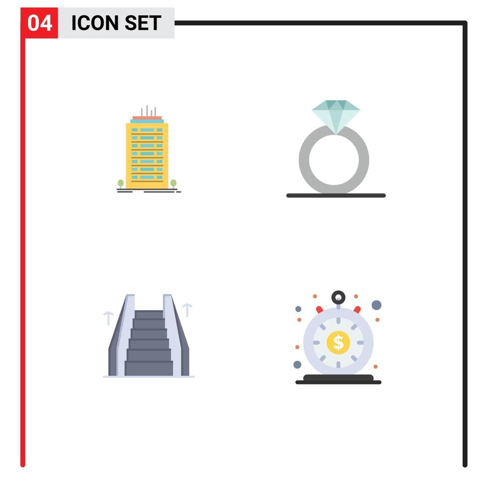 4 icônes créatives signes et symboles modernes de bulding tour électrique anneau finance éléments de conception vectoriels modifiables vecteur