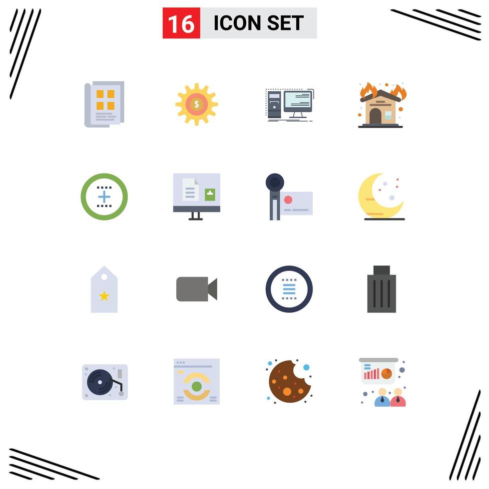 symboles d'icônes universels groupe de 16 couleurs plates modernes de livre ordinateur portable matériel de réglage pack modifiable d'éléments de conception de vecteur créatif