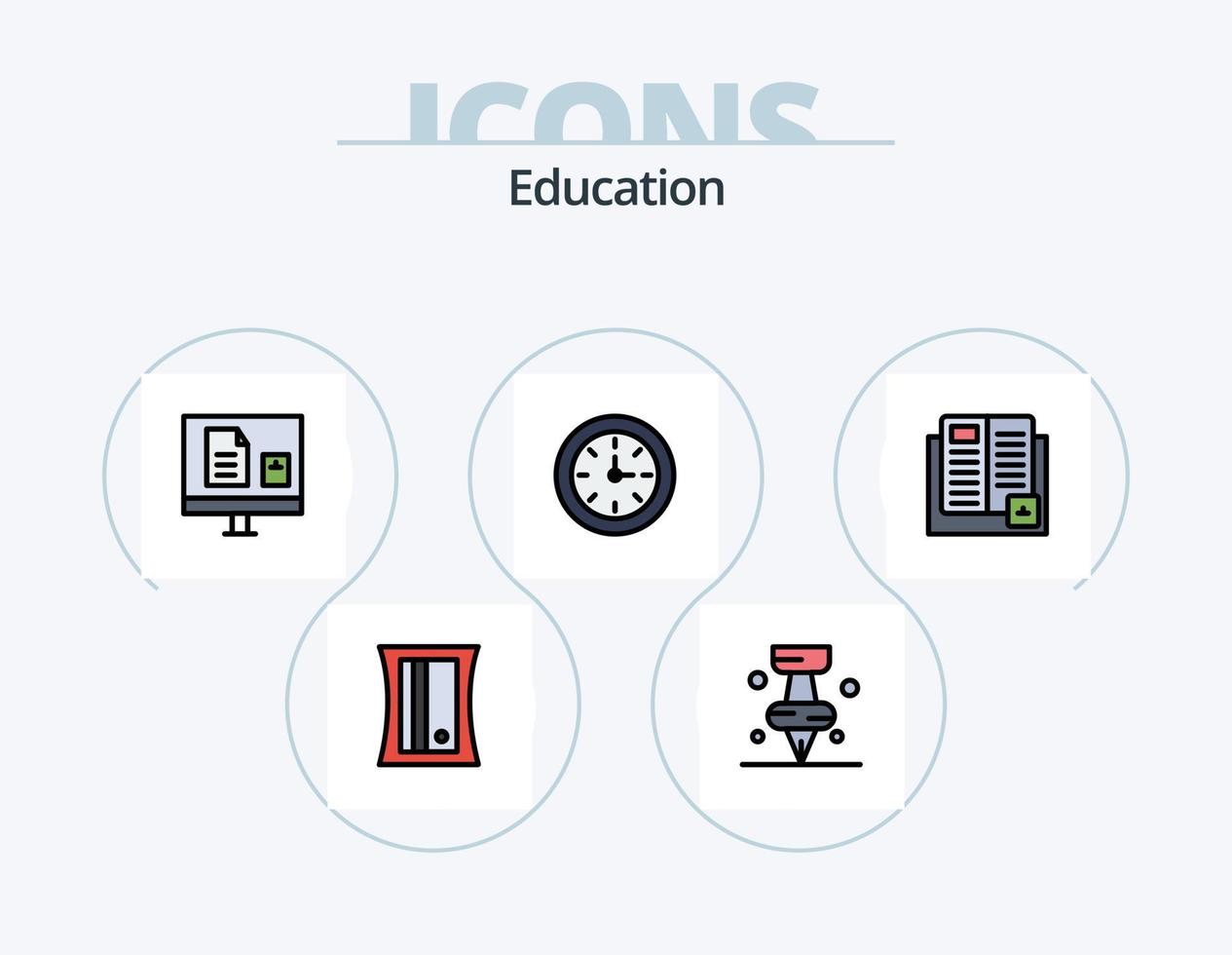pack d'icônes remplies de ligne d'éducation 5 conception d'icônes. éducation. Stationnaire. la gomme. vecteur