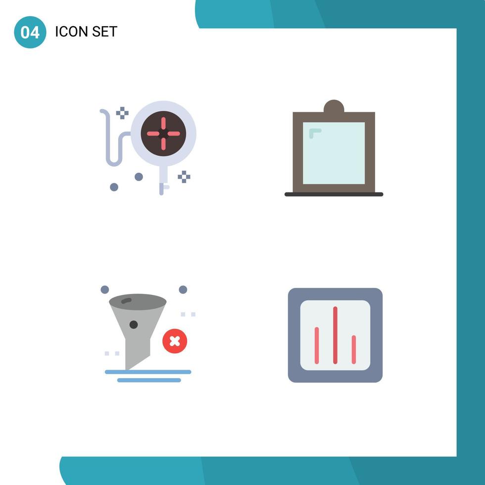 interface mobile icône plate ensemble de 4 pictogrammes de suivi filtre décor fenêtre corbeille éléments de conception vectoriels modifiables vecteur
