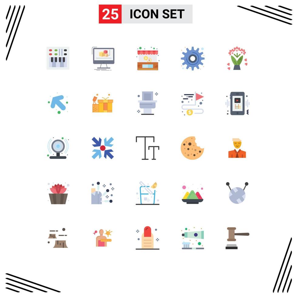 pack de 25 signes et symboles de couleurs plates modernes pour les supports d'impression Web tels que le moniteur d'équipement d'outil vecteur