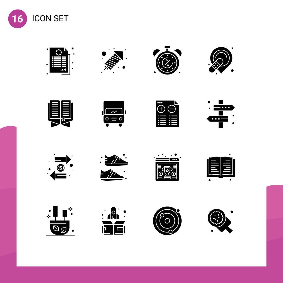 pack d'icônes vectorielles stock de 16 signes et symboles de ligne pour bandage de temps de support de livre d éléments de conception vectoriels modifiables vecteur