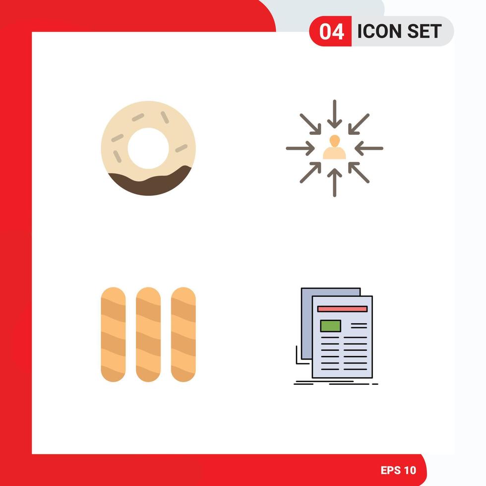 ensemble de 4 icônes vectorielles plates sur la grille pour le pain candidat français focus gazette éléments de conception vectoriels modifiables vecteur