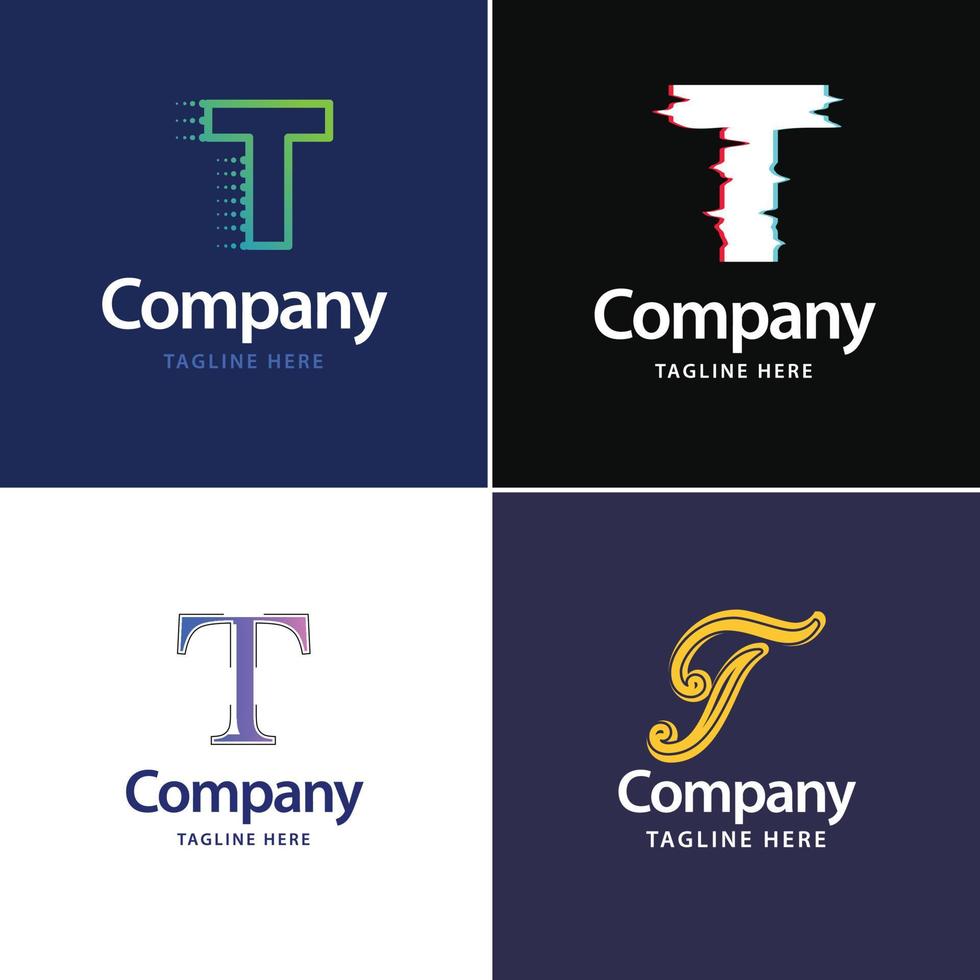 lettre t grand logo pack design création de logos modernes créatifs pour votre entreprise vecteur