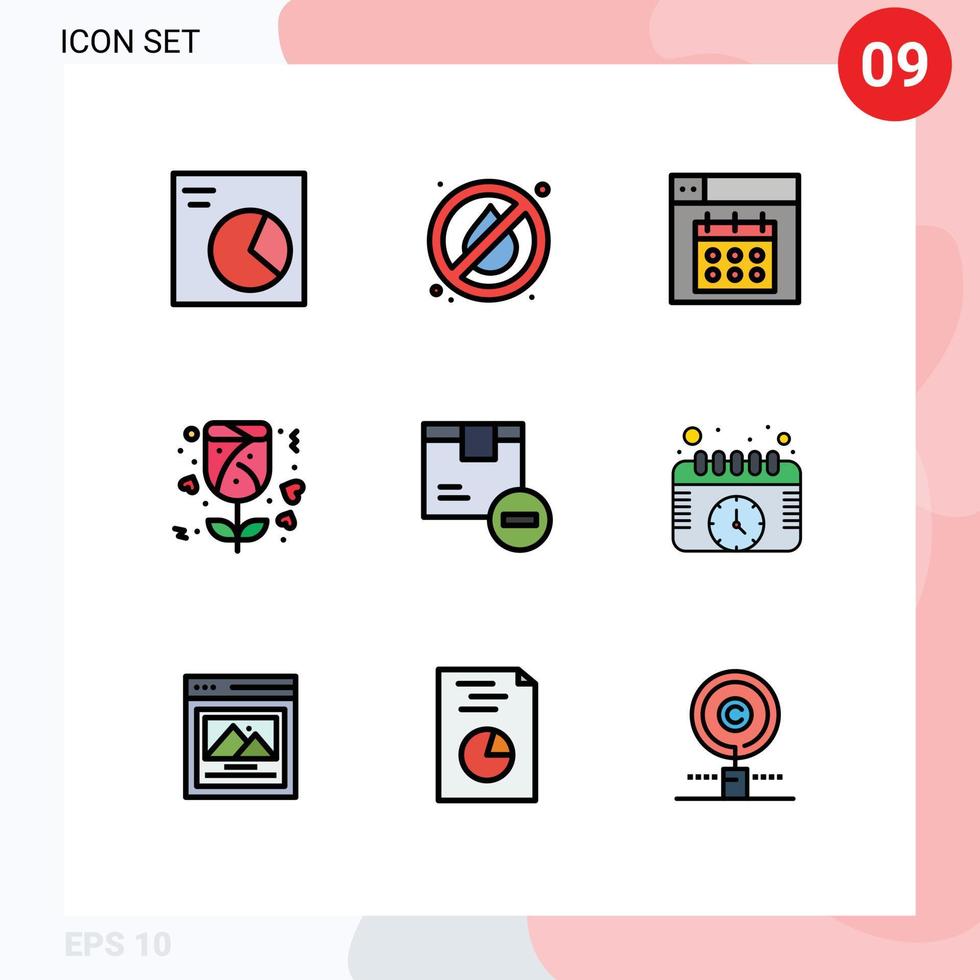 9 icônes créatives signes et symboles modernes du calendrier de livraison logistique supprimer les éléments de conception vectoriels modifiables rose vecteur