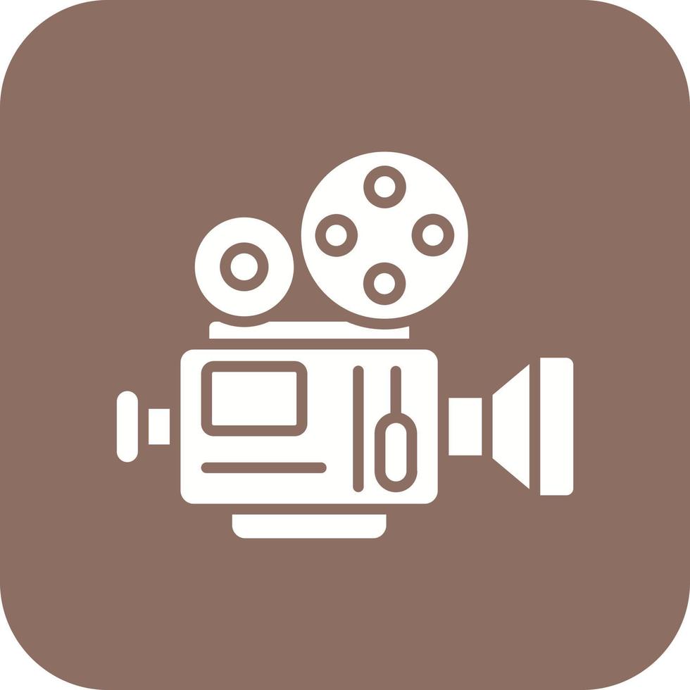 icône de fond de coin rond de glyphe de caméra de film vecteur