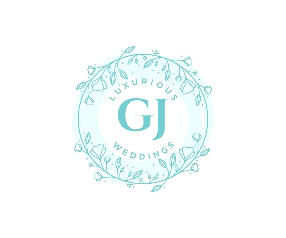 modèle de logos de monogramme de mariage lettre gj, modèles minimalistes et floraux modernes dessinés à la main pour cartes d'invitation, réservez la date, identité élégante. vecteur