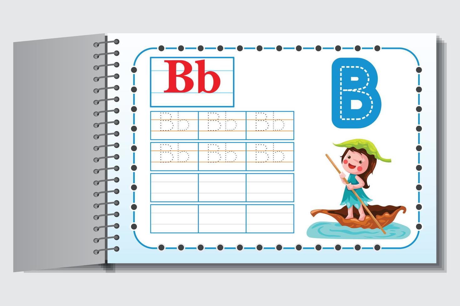 feuilles de travail d'activité abc kids pour les étudiants avec dessin animé et arrière-plan coloré vecteur