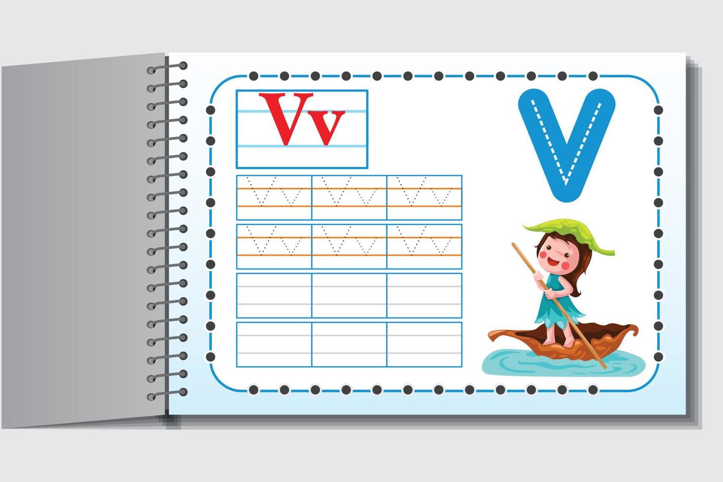 feuilles de travail d'activité abc kids pour les étudiants avec dessin animé et arrière-plan coloré vecteur