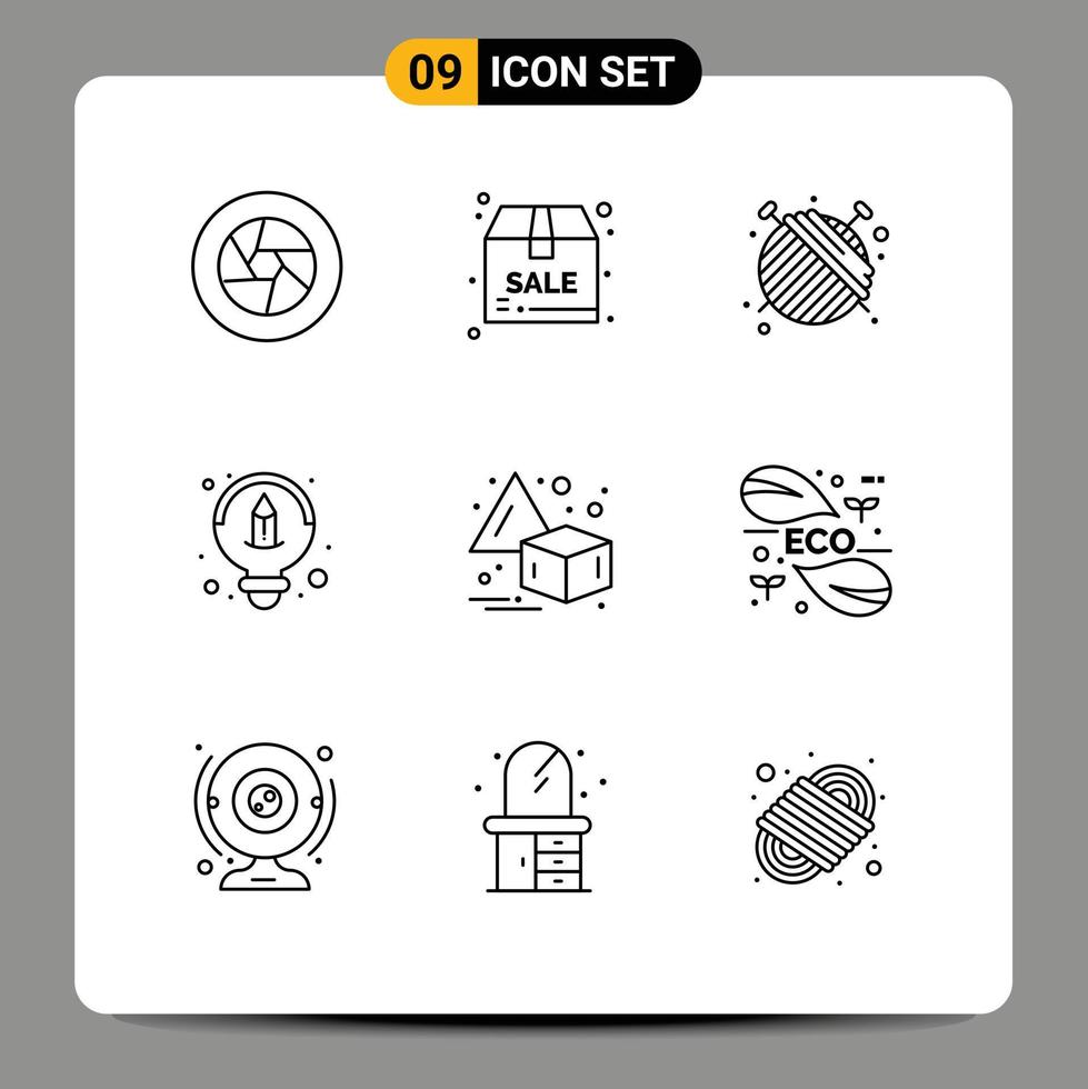pack d'icônes vectorielles stock de 9 signes et symboles de ligne pour les éléments de conception vectoriels modifiables de fil de conception de remise d'idée horizontale vecteur