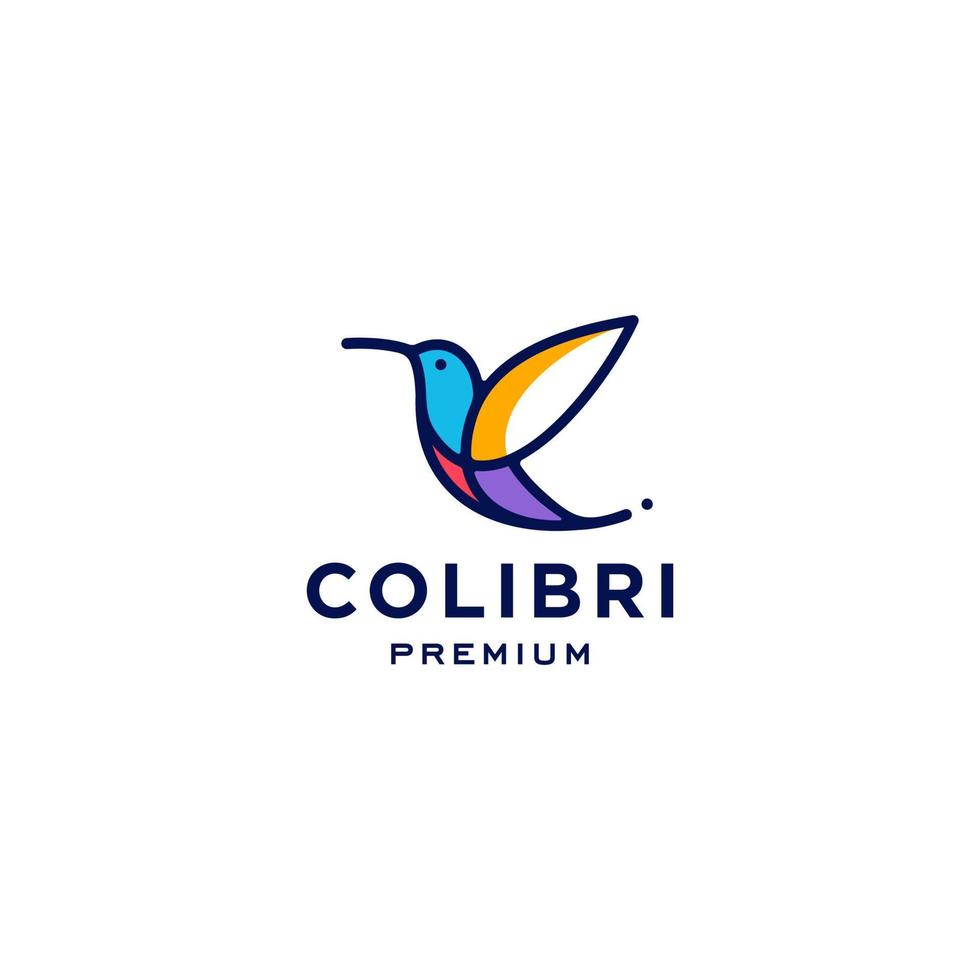 colibri oiseau colibri logo icône ligne résumé contour monoline illustration vectorielle vecteur