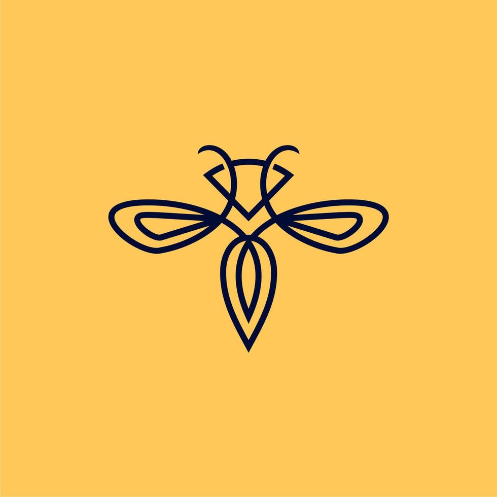 vecteur d'icône de logo de bourdon d'abeille de hipster minimal dans le style de contour de ligne linéaire simple à la mode