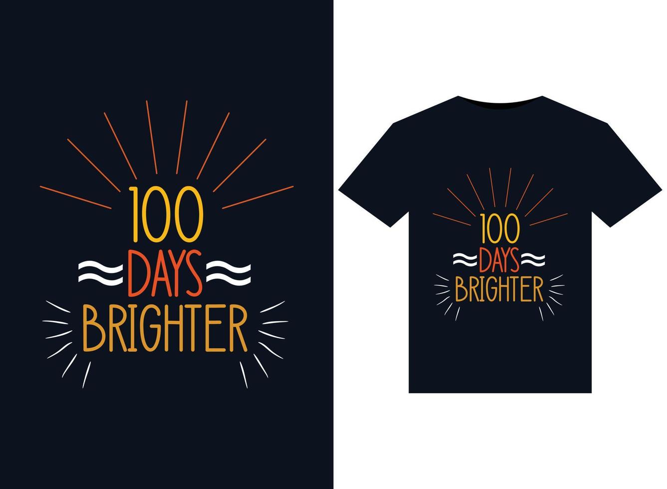 100 jours d'illustrations plus lumineuses pour la conception de t-shirts prêts à imprimer vecteur