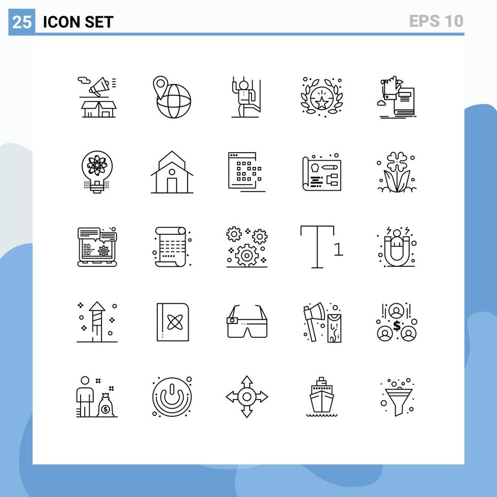 ensemble moderne de 25 lignes et symboles tels que la manipulation de l'insigne de commande de l'étoile de la connaissance éléments de conception vectoriels modifiables vecteur