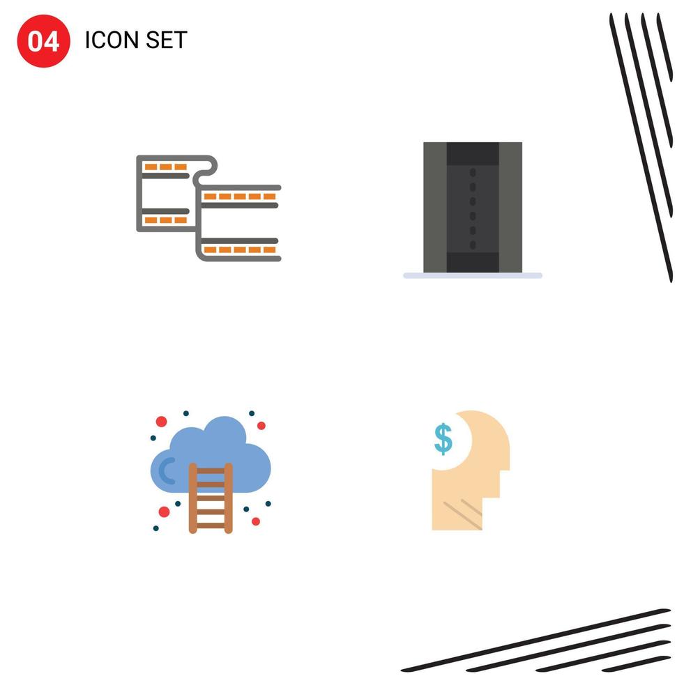 groupe de 4 icônes plates modernes définies pour les activités de financement filam pitch marketing éléments de conception vectoriels modifiables vecteur