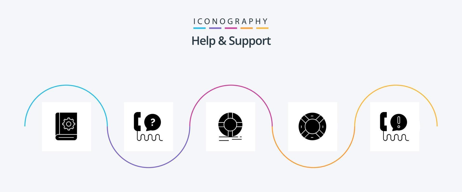 aide et support du pack d'icônes glyph 5, y compris le support. aider. un service. anneau. bouée de sauvetage vecteur