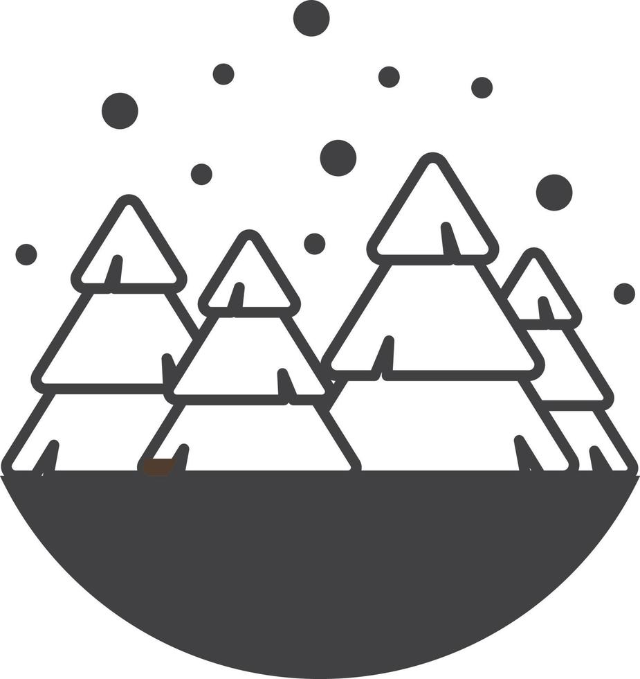 arbre de noël et illustration de neige dans un style minimal vecteur