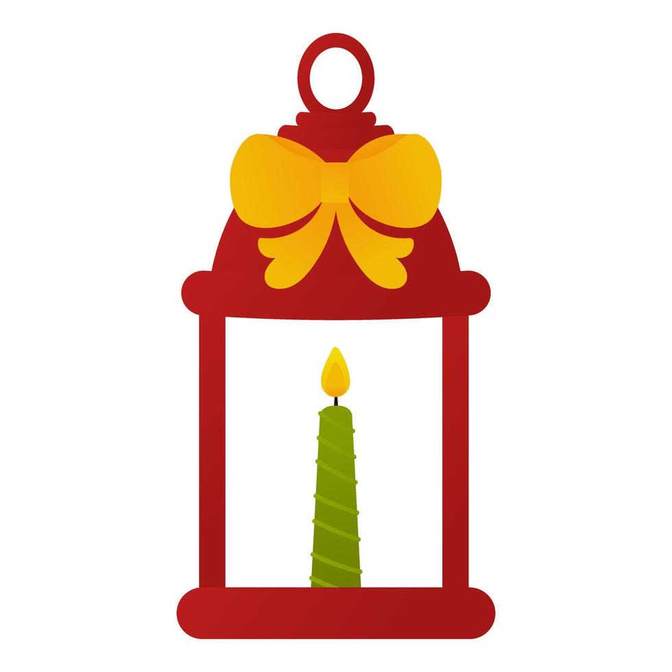 lanterne de noël avec une bougie confortable en style cartoon, isolée sur fond blanc, clip art pour la conception d'affiches vecteur