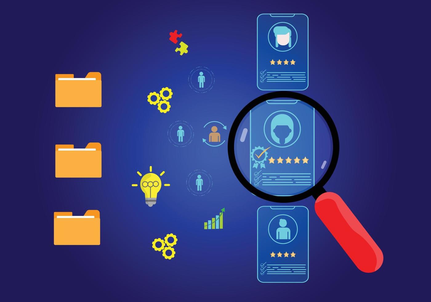 concept d'analyse du personnel des ressources humaines changeant le paysage des ressources humaines pour un succès commercial durable guidé par des idées et axé sur les objectifs, les processus, les objectifs, les compétences vecteur