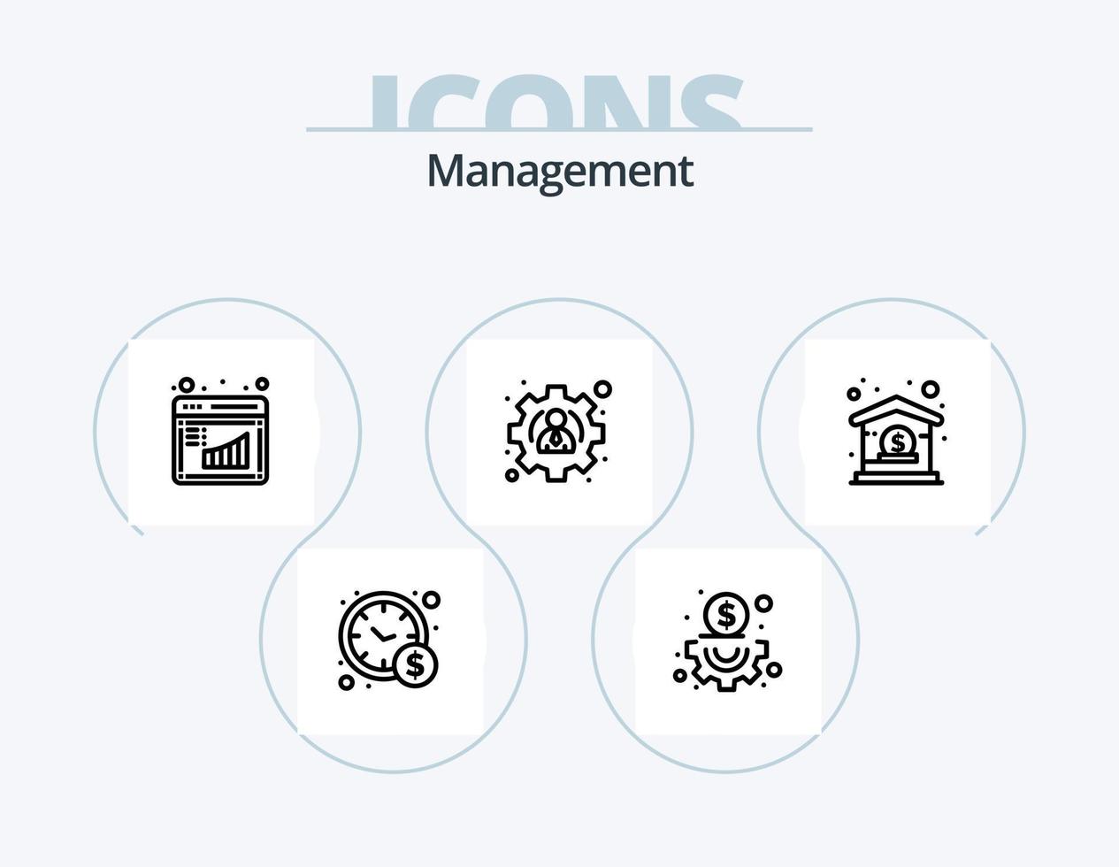 pack d'icônes de ligne de gestion 5 conception d'icônes. cibler. la gestion. la gestion. se concentrer. référencement vecteur