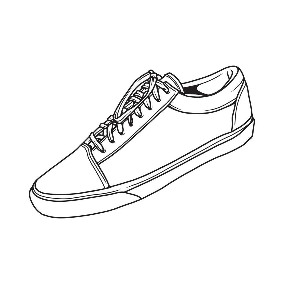 baskets de mode. chaussure de baskets .illustration vectorielle plate. baskets dessin au trait. baskets vue de côté vecteur