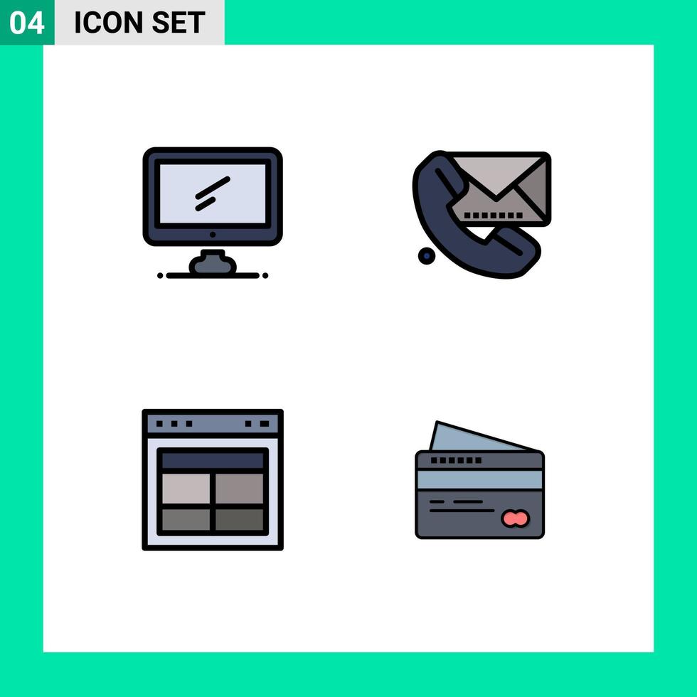 symboles d'icônes universelles groupe de 4 couleurs plates modernes de la messagerie informatique interface de contact imac éléments de conception vectoriels modifiables vecteur