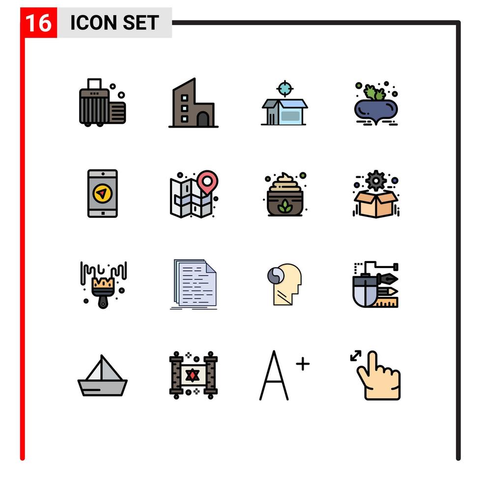 ensemble de 16 symboles d'icônes d'interface utilisateur modernes signes pour l'application propriété alimentaire betterave produit éléments de conception vectoriels créatifs modifiables vecteur