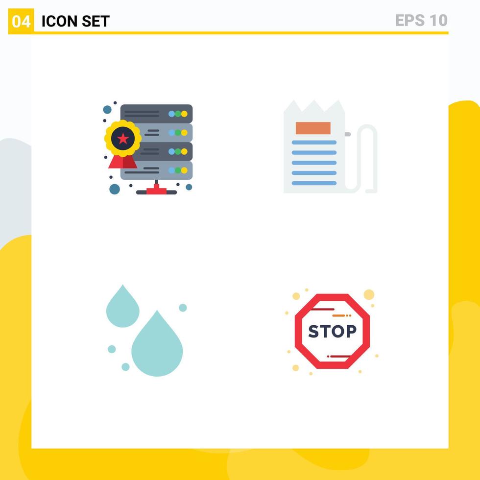 4 interface utilisateur pack d'icônes plates de signes et symboles modernes de base de données eau web hébergement facture printemps éléments de conception vectoriels modifiables vecteur