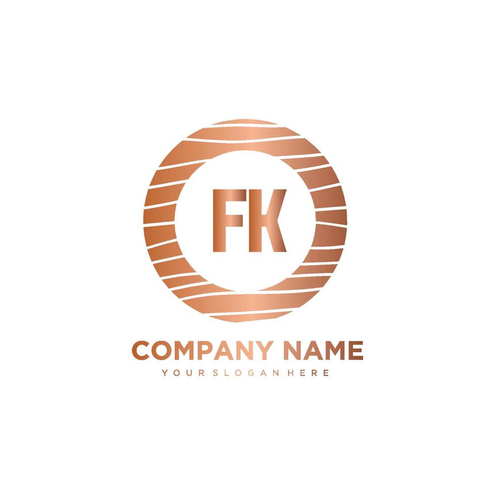 fk lettre initiale cercle bois logo modèle vecteur