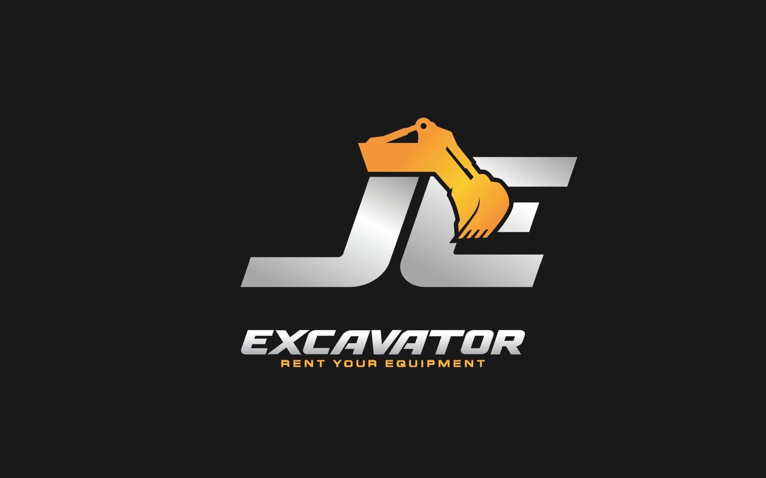 je logo excavatrice pour entreprise de construction. illustration vectorielle de modèle d'équipement lourd pour votre marque. vecteur