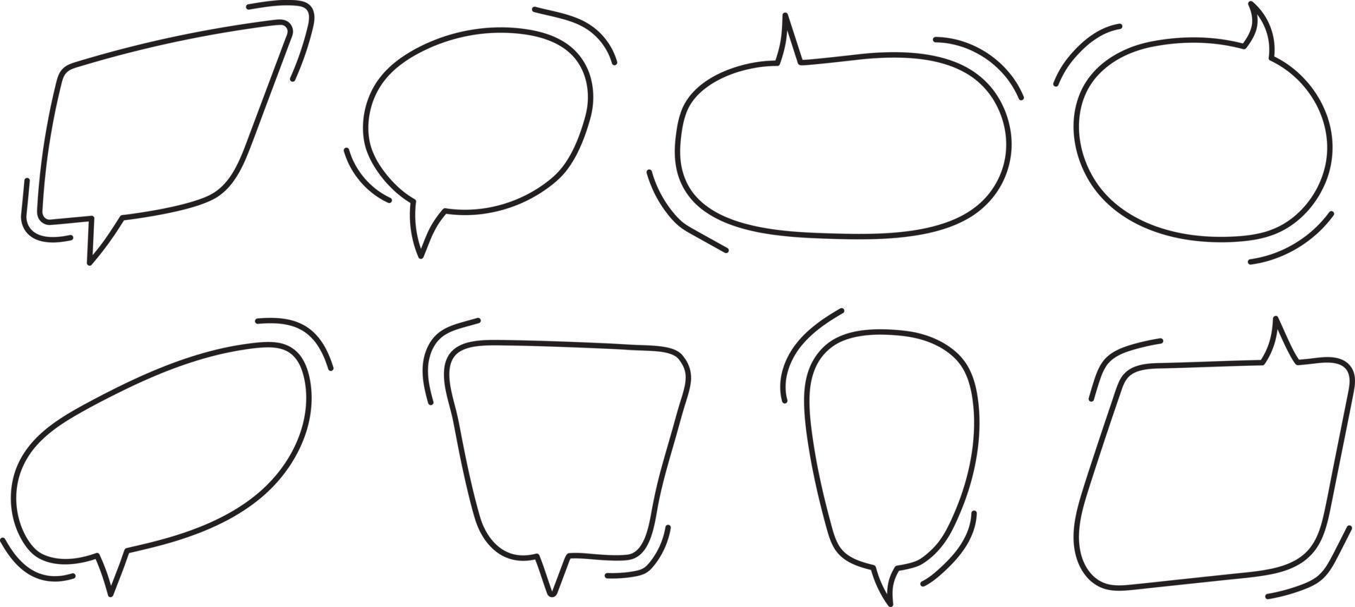 bulles dessinées à la main. ensemble de bulles de dialogue mignonnes dans un style doodle. vecteur