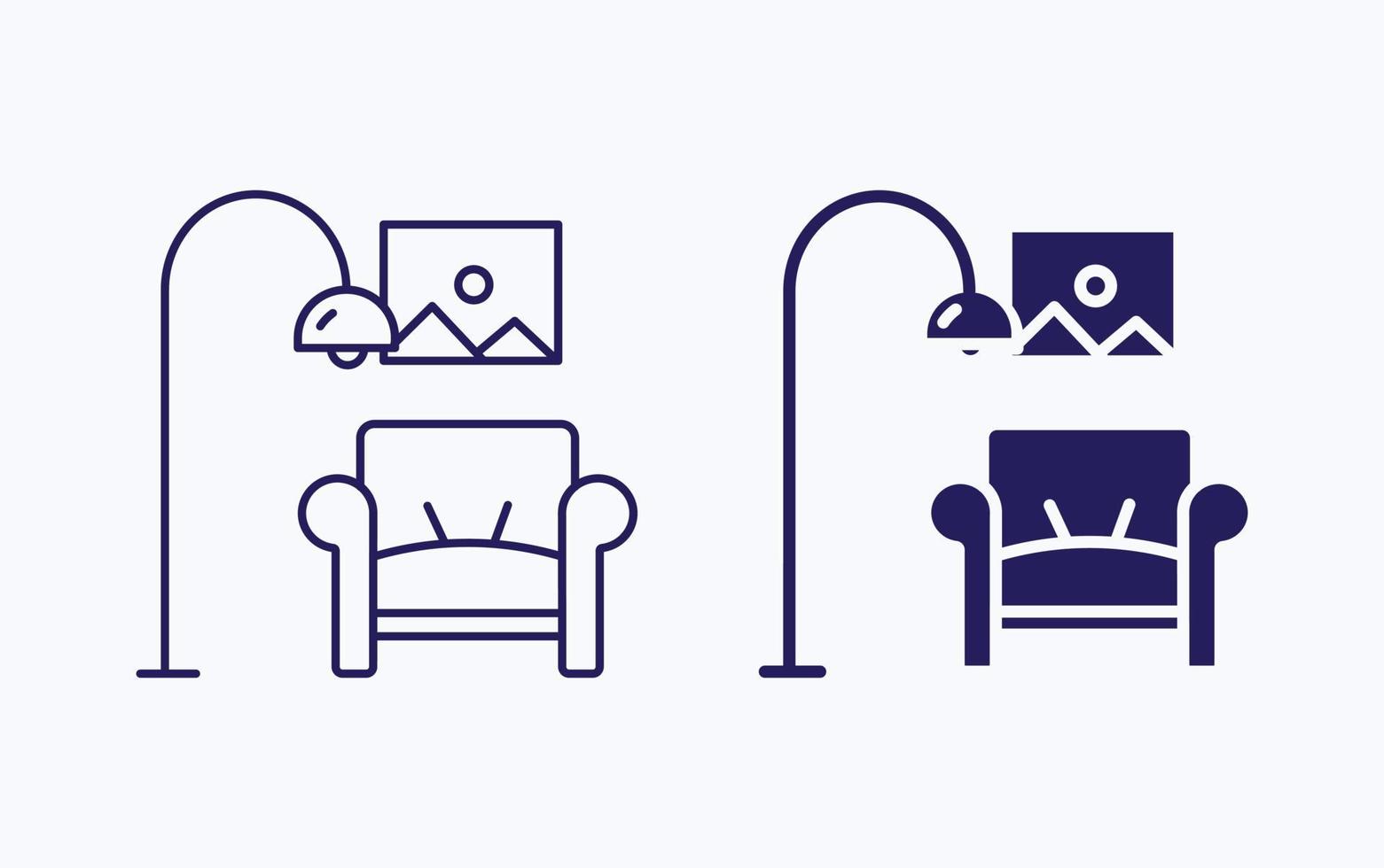 icône d'illustration de fauteuil inclinable de lecture vecteur