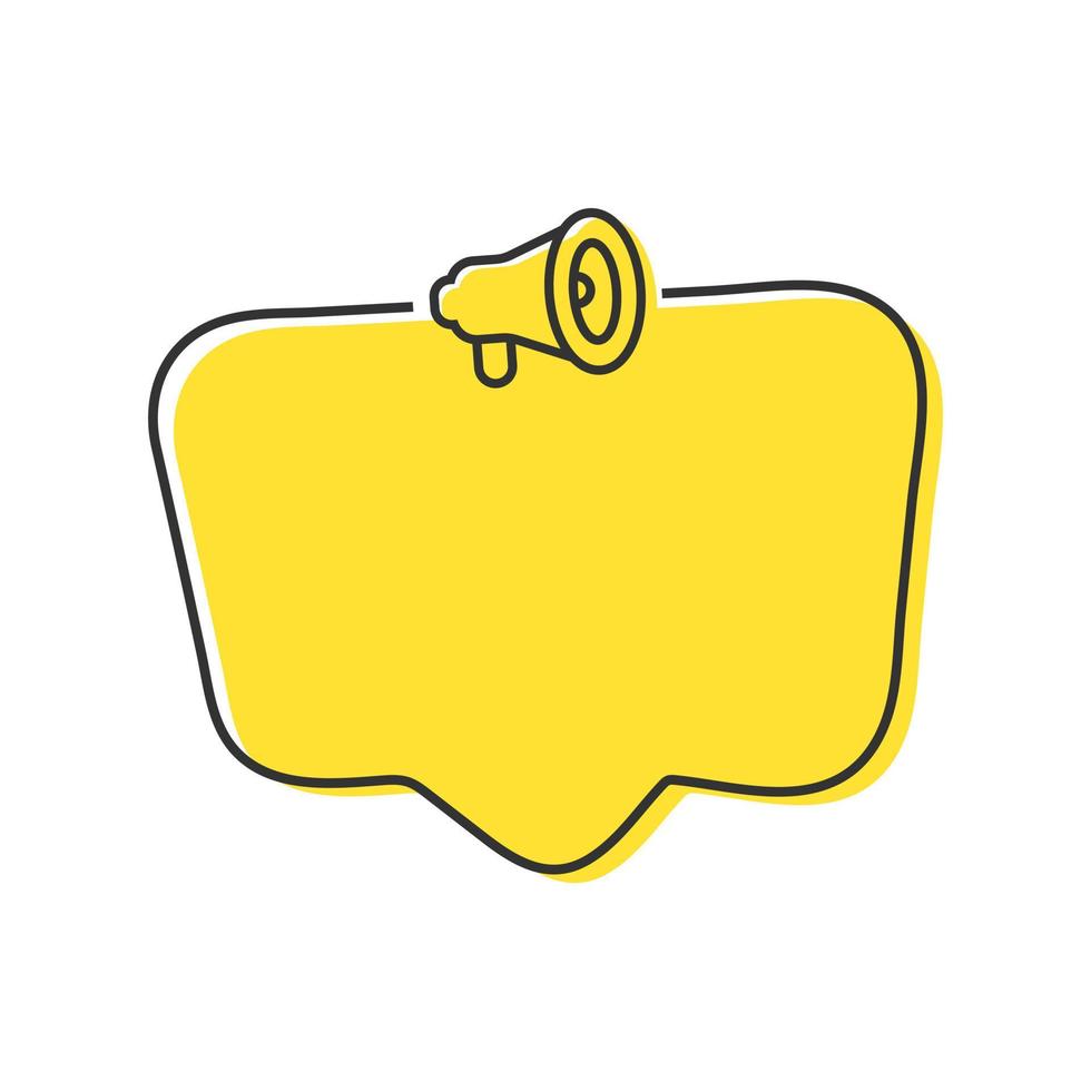 bulle de dialogue de dessin animé jaune avec mégaphone. vecteur