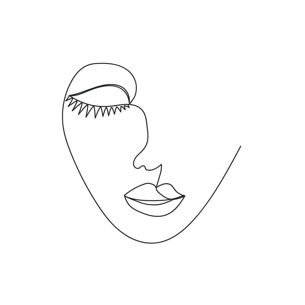 ligne continue, dessin de visages et coiffure, concept de mode, beauté femme minimaliste, illustration vecteur